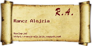 Rancz Alojzia névjegykártya